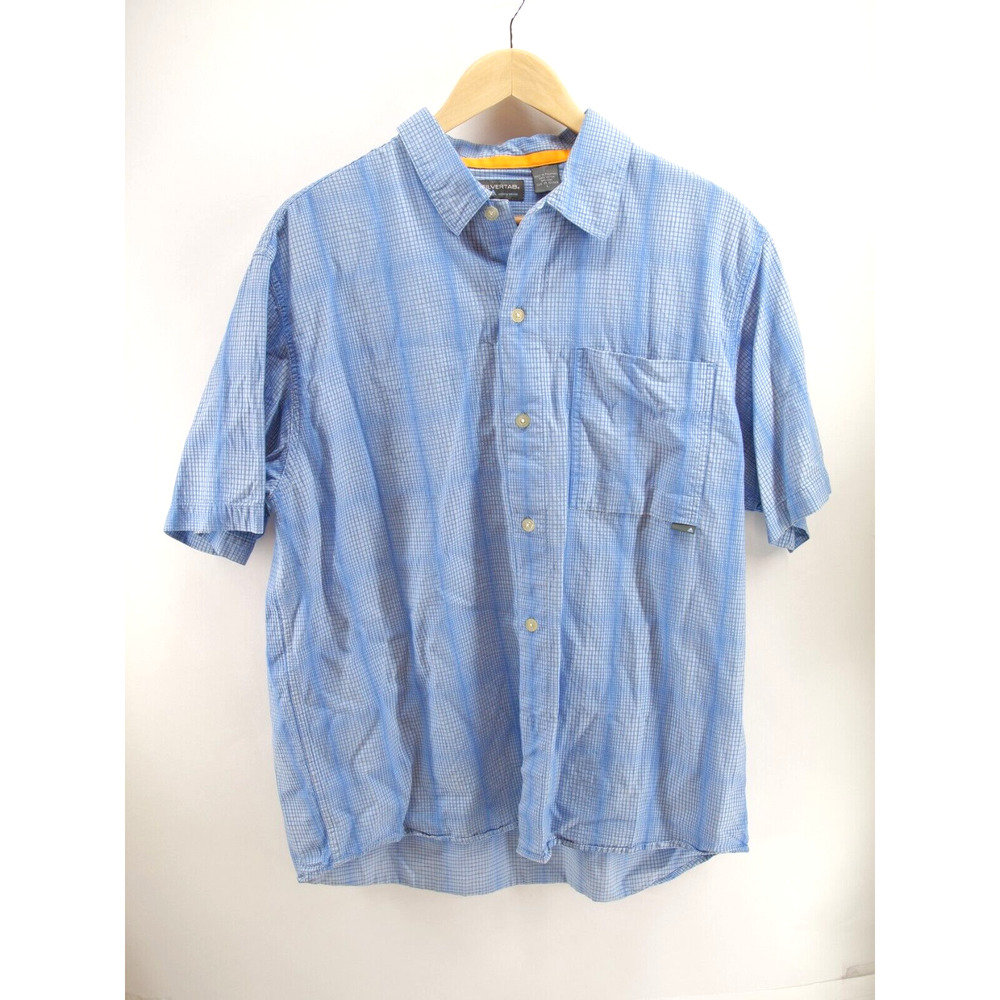 Levis Shirt Mens Large Blue Plaid Button Up Short Sleeve Cotton Silver Tab‎